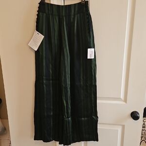 nwt Green black Striped adeam wide leg pants sz 4 3482sj
